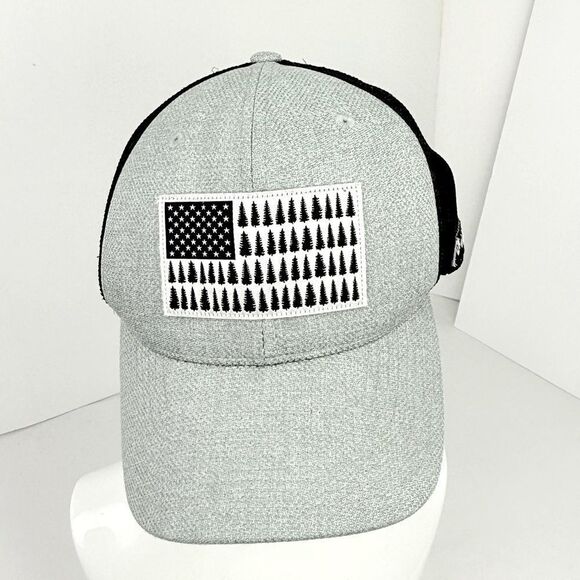 Columbia Gray Fabric Black Mesh Tree Flag FlexFit Ball Cap Hat - Picture 5 of 14